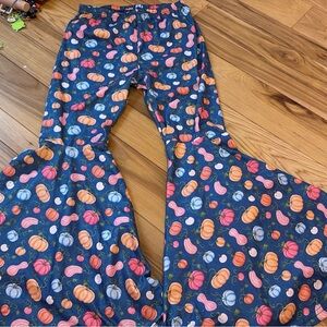 Colorful Pumpkin Print Flared Pants